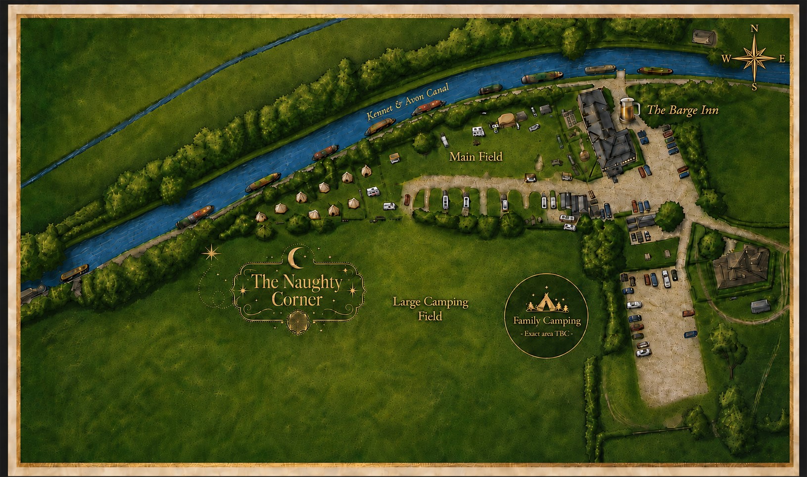 Campsite map showing the main field and Large Camping Field